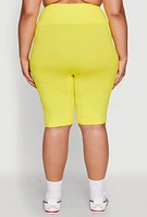 Womens Plus Size High Waist Cycling Shorts, Yellow, Size 3X-4X