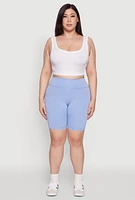 Womens Plus Cell Phone Pocket High Waisted Bike Shorts, 3X