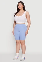 Womens Plus Cell Phone Pocket High Waisted Bike Shorts, 3X
