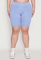 Womens Plus Cell Phone Pocket High Waisted Bike Shorts, 3X