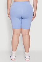 Womens Plus Cell Phone Pocket High Waisted Bike Shorts, 3X
