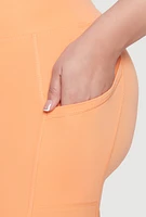 Womens Plus Size Cell Phone Pocket High Waisted Bike Shorts, Orange, Size 3X