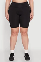 Womens Plus Size High Waist Biker Shorts, Black, Size 2X