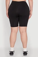 Womens Plus Size High Waist Biker Shorts, Black, Size 2X