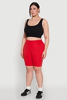Womens Plus Size High Waist Biker Shorts, Red, Size 3X