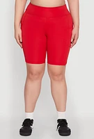 Womens Plus Size High Waist Biker Shorts, Red, Size 3X