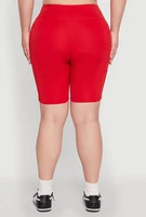 Womens Plus Size High Waist Biker Shorts, Red, Size 3X
