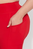 Womens Plus Size High Waist Biker Shorts, Red, Size 3X