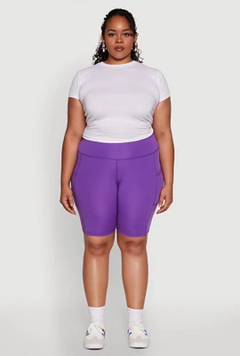 Womens Plus Size Side Pocket Cycling Shorts, Purple, Size 2X