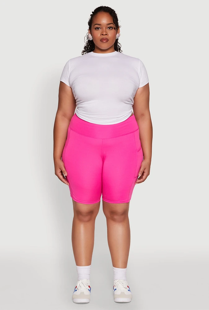 Womens Plus Side Pocket Cycling Shorts,