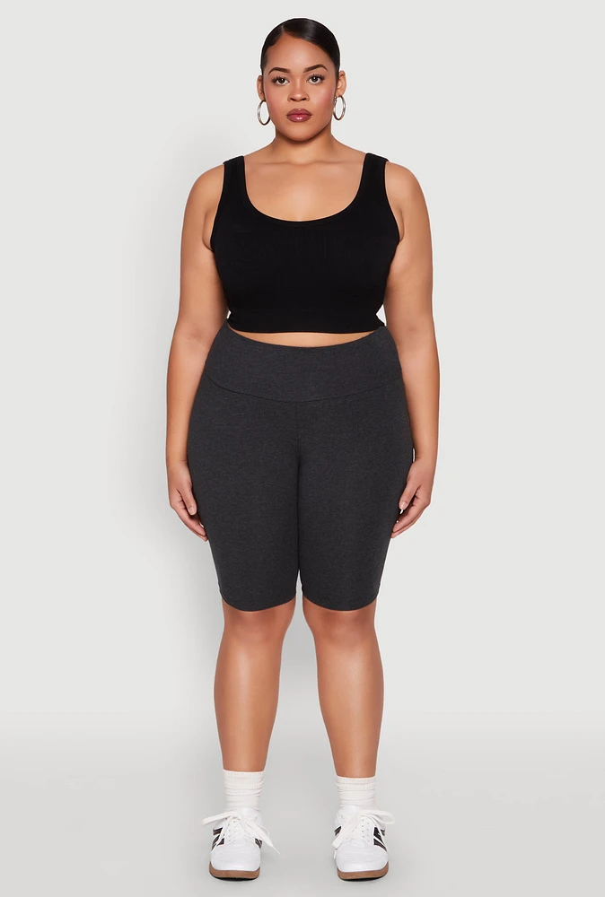 Womens Plus High Waisted Bike Shorts,