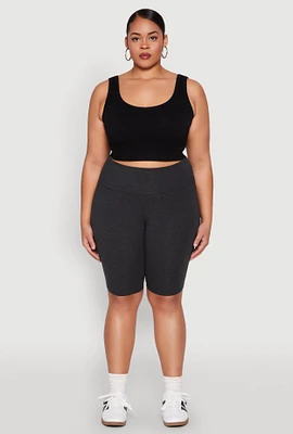 Womens Plus High Waisted Bike Shorts,
