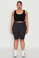 Womens Plus High Waisted Bike Shorts,
