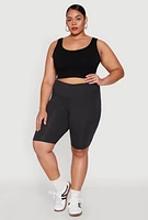 Womens Plus High Waisted Bike Shorts,