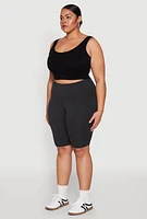 Womens Plus High Waisted Bike Shorts,