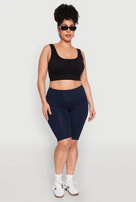 Womens Plus High Waisted Bike Shorts, 1X