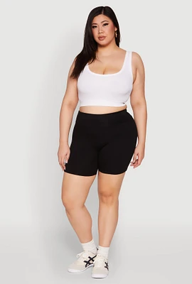 Womens Plus Seamless High Waisted Biker Shorts,