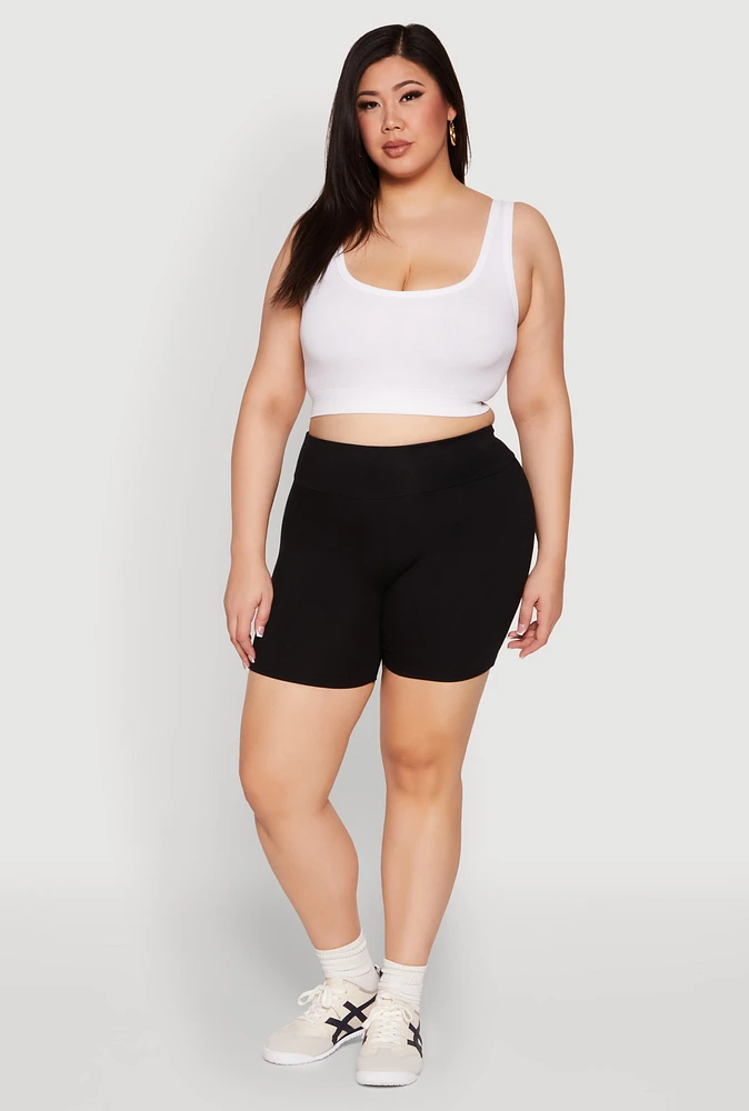 Womens Plus Seamless High Waisted Biker Shorts, 2X