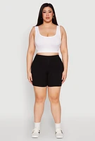 Womens Plus Seamless High Waisted Biker Shorts,