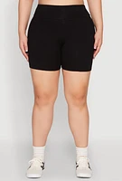 Womens Plus Seamless High Waisted Biker Shorts,