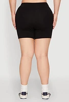 Womens Plus Seamless High Waisted Biker Shorts,