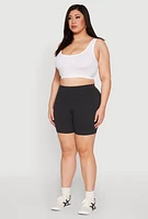 Womens Plus Size Seamless High Waisted Biker Shorts, Grey, Size 3X