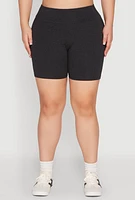 Womens Plus Size Seamless High Waisted Biker Shorts, Grey, Size 3X