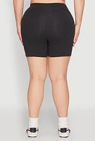 Womens Plus Size Seamless High Waisted Biker Shorts, Grey, Size 3X