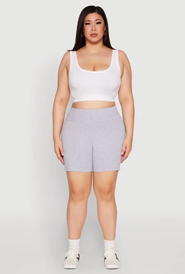 Womens Plus Seamless High Waisted Biker Shorts,