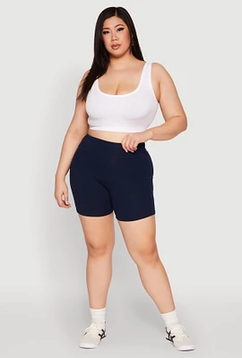 Womens Plus Seamless High Waisted Biker Shorts,