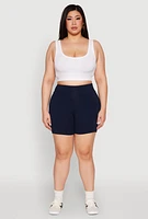 Womens Plus Seamless High Waisted Biker Shorts,