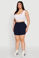Womens Plus Seamless High Waisted Biker Shorts,
