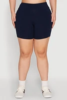 Womens Plus Seamless High Waisted Biker Shorts,