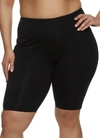 Womens Plus Size High Waisted Bike Shorts, Black, Size 1X