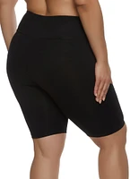Womens Plus Size High Waisted Bike Shorts, Black, Size 1X
