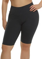 Womens Plus Size High Waisted Bike Shorts, Grey, Size 1X