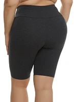 Womens Plus Size High Waisted Bike Shorts, Grey, Size 1X