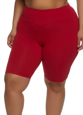 Womens Plus Size High Waisted Bike Shorts, Red, Size 2X