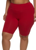 Womens Plus Size High Waisted Bike Shorts, Red, Size 2X