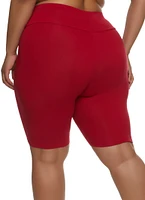 Womens Plus Size High Waisted Bike Shorts, Red, Size 2X