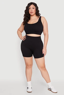 Womens Plus Seamless Biker Shorts,