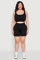 Womens Plus Seamless Biker Shorts,