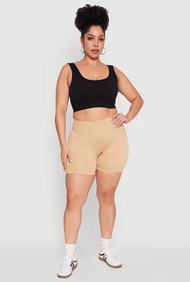 Womens Plus Seamless Biker Shorts, 2X-3X