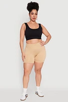 Womens Plus Seamless Biker Shorts, 2X-3X