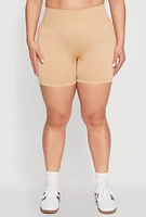 Womens Plus Seamless Biker Shorts, 2X-3X