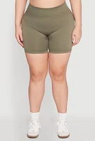 Womens Plus Seamless Biker Shorts,