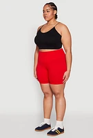 Womens Plus Size Seamless Biker Shorts, Red, Size 2X-3X