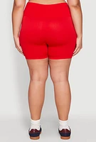Womens Plus Size Seamless Biker Shorts, Red, Size 2X-3X