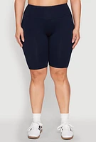 Womens Plus High Waist Cell Phone Pocket Biker Shorts,