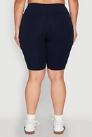 Womens Plus High Waist Cell Phone Pocket Biker Shorts,